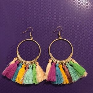 Multi colored Bohemian Earrings 3.5 Inches length